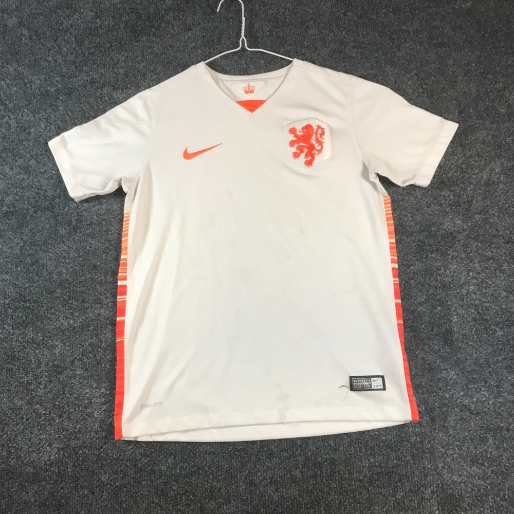 Netherlands Jersey Boys Medium White Nike Dri-Fit Football Logo V-Neck Sports